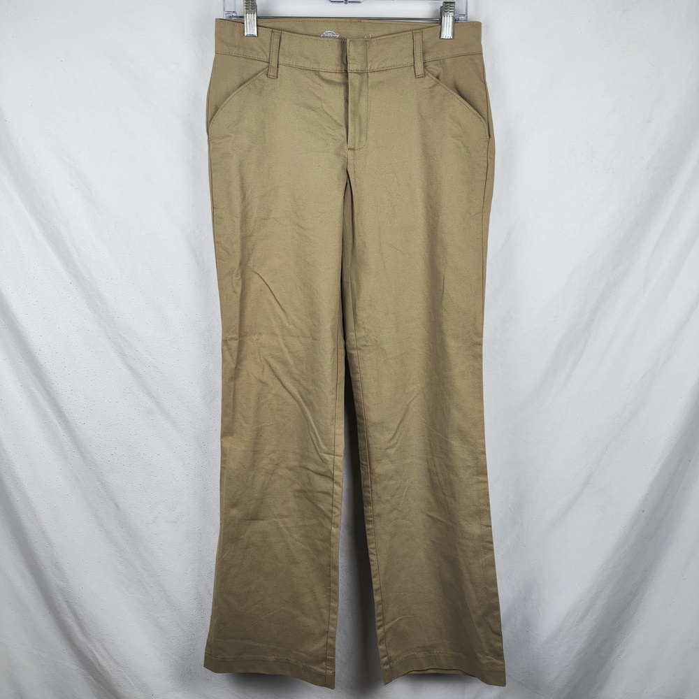 Dickies Pants Womens 4 Beige Twill Relaxed Straight Leg Khakis Workwear Stretch